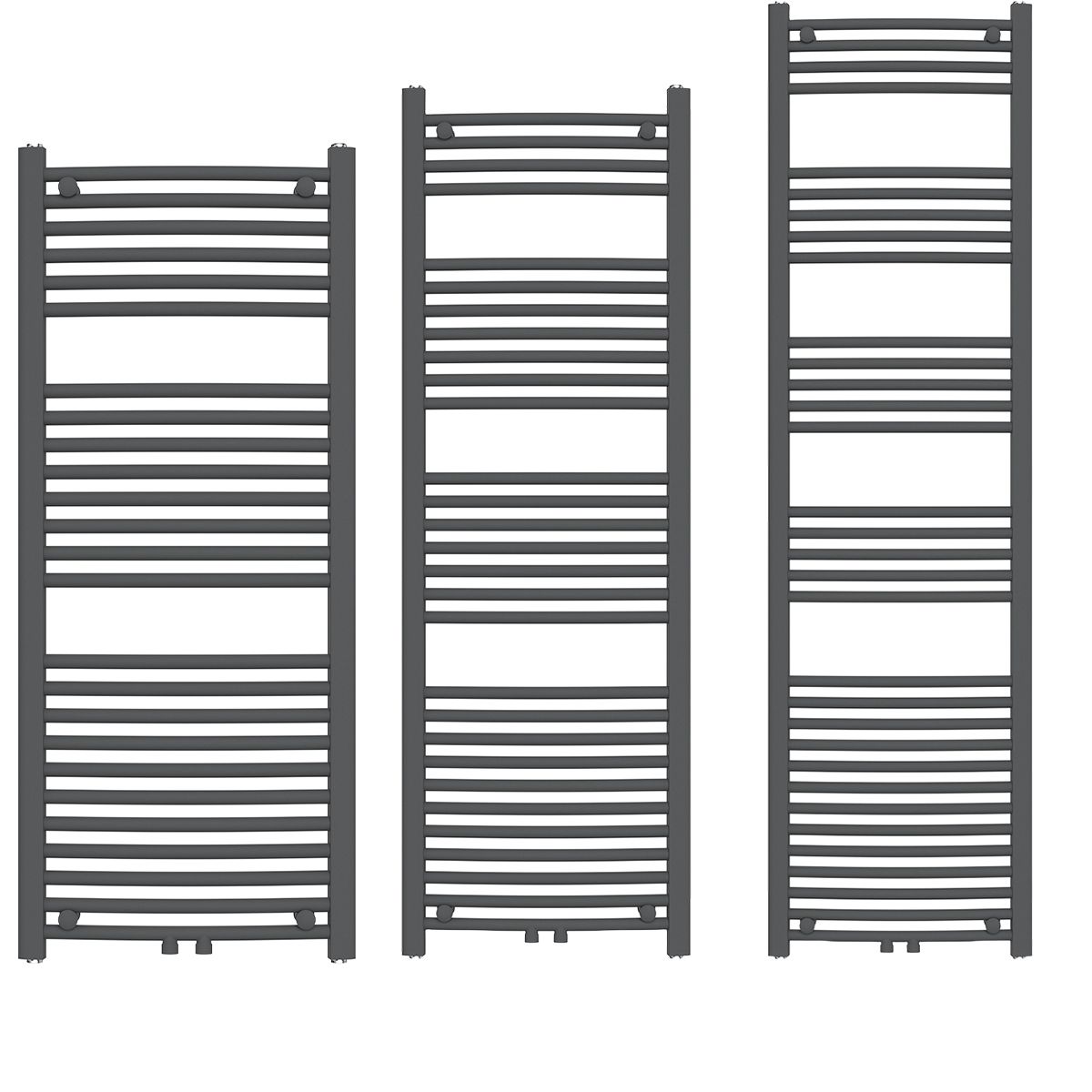 Heizkörper, Handtuchheizkörper aus Stahl, 120-150-180x50 cm, Anthrazit, Gebogenes Design, Terma
