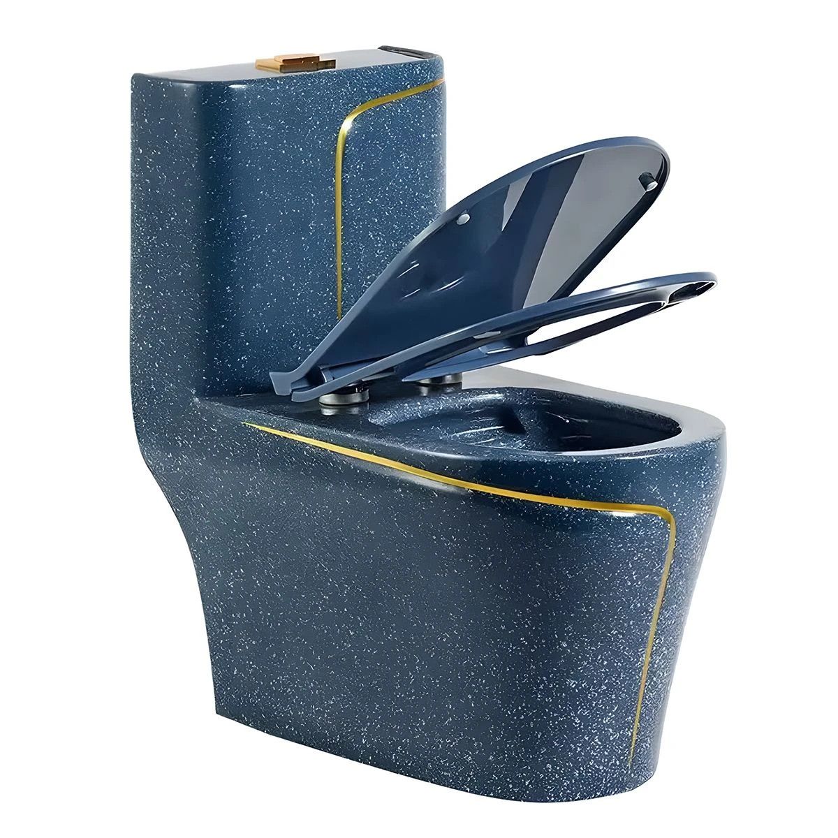 Duroplast-Toilettendeckel mit Soft-Close-Absenkautomatik und Quick-Release-System für Lazio WC, Terrazo Blau