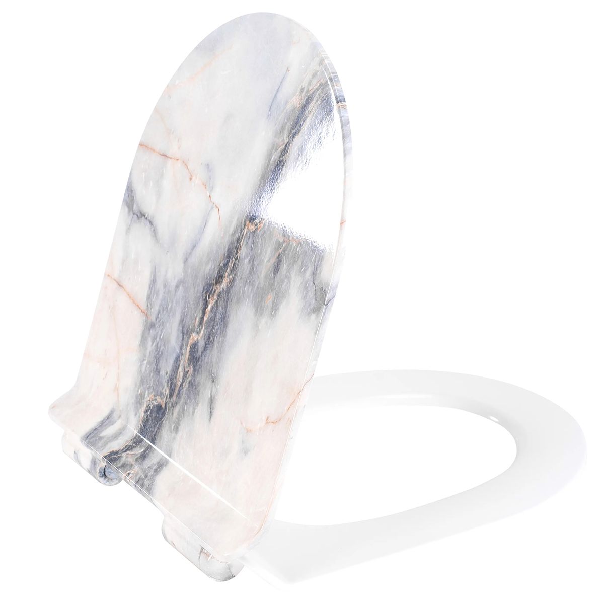 Duroplast Slim WC-Sitz, Soft-Close, verstellbarem Abstand, Quick Release, für WC-Becken Ben Glänzend Granit