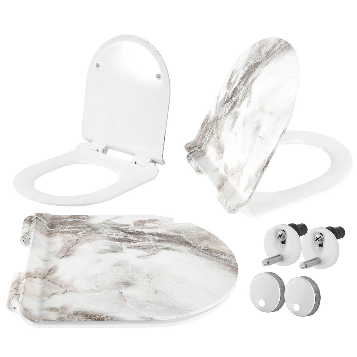 Duroplast Slim WC-Sitz, Soft-Close, verstellbarem Abstand, Quick Release, für WC-Becken Ben Marmor