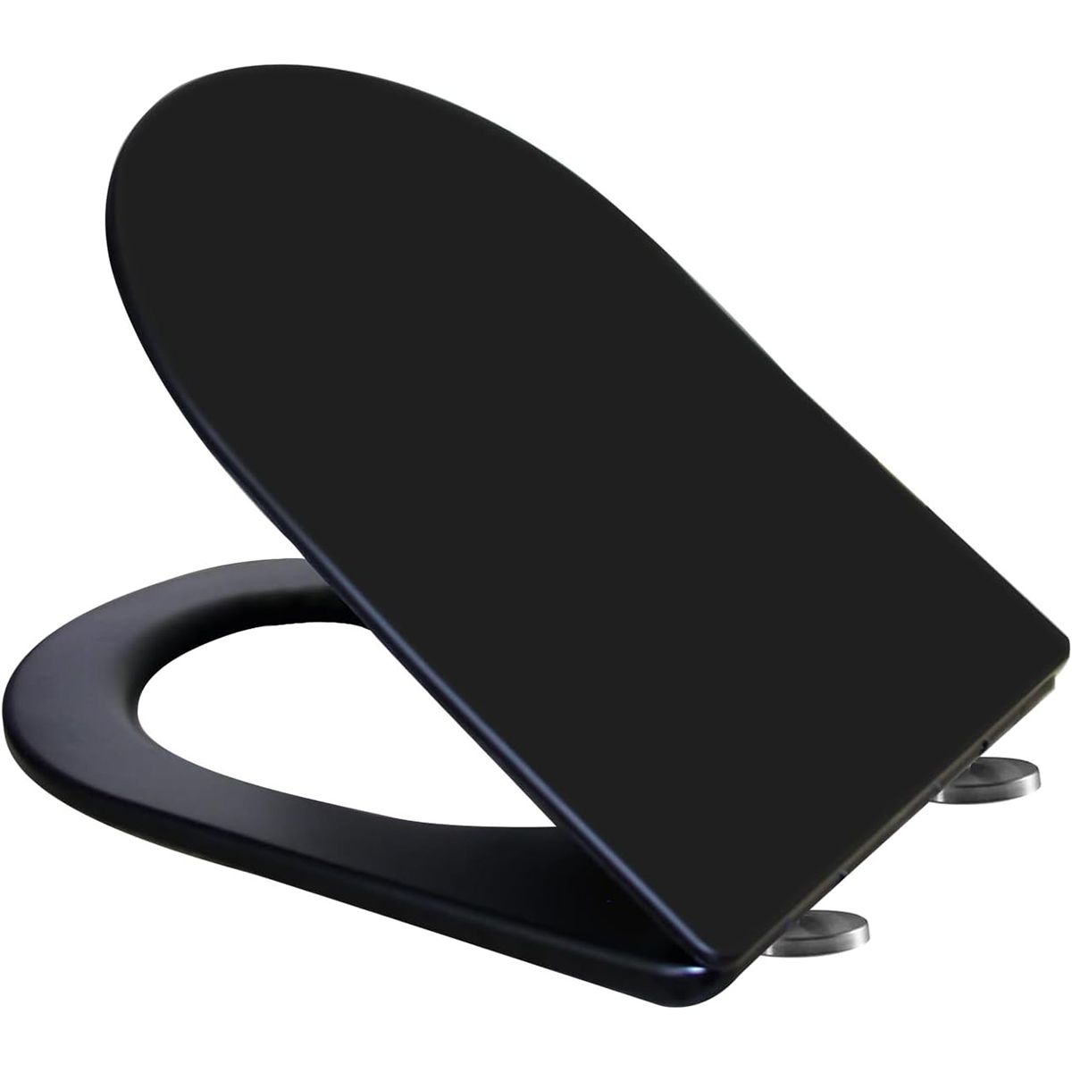 Duroplast Slim WC-Sitz, Soft-Close, verstellbarem Abstand, Quick Release, für WC-Becken Ben Glänzend Schwarz