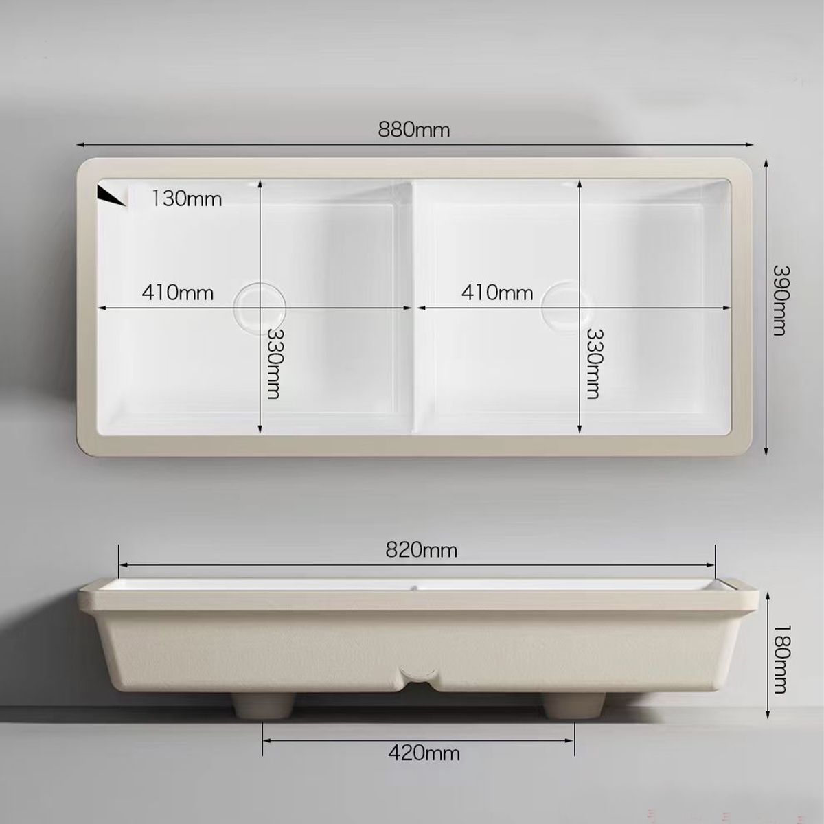 Doppel-Küchenspüle, 2 Becken, Lachsrosa Matt, Power Colour, Unterbau-Montage, 88x39 cm, Serena
