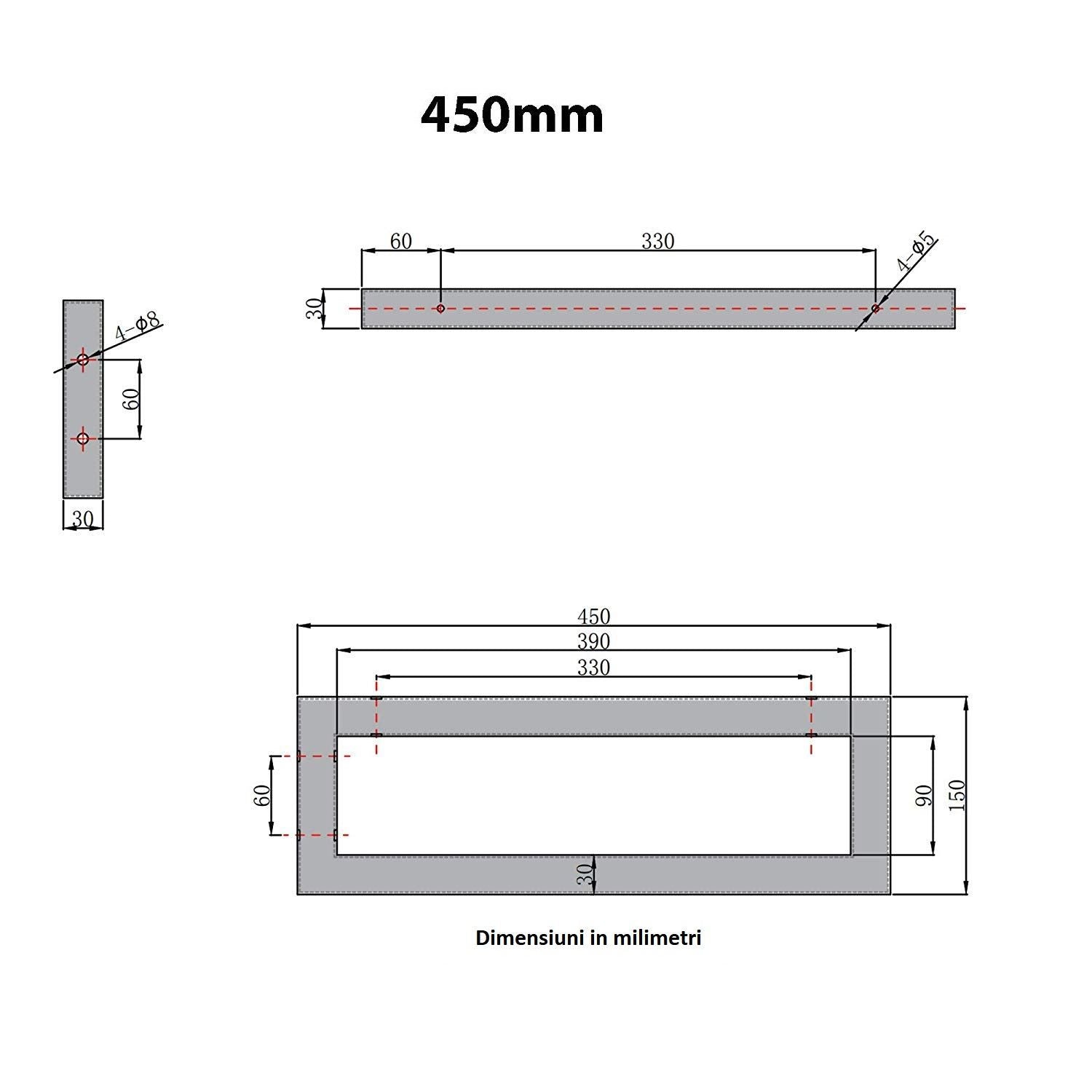 2 Stück Wandkonsole, Edelstahl, Chrom, 45 cm, Waschtisch- oder Arbeitsplattenhalterung, Alvin