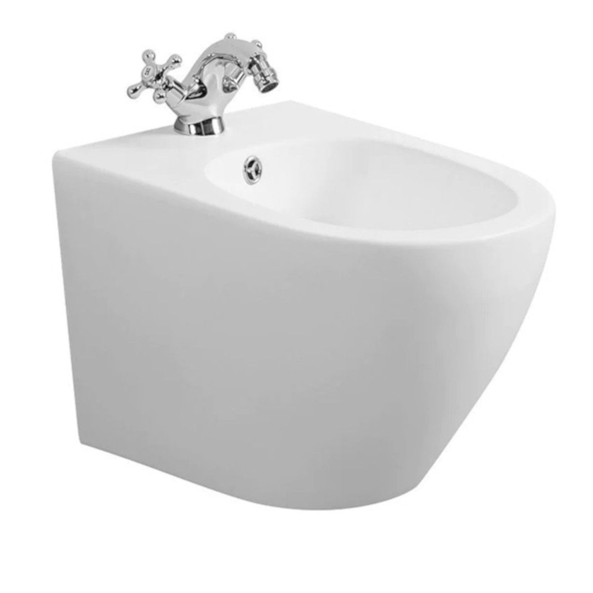 Bidet Ben, Glänzend Weiß, 49x36 cm, Wandmontage, Sanitärkeramik