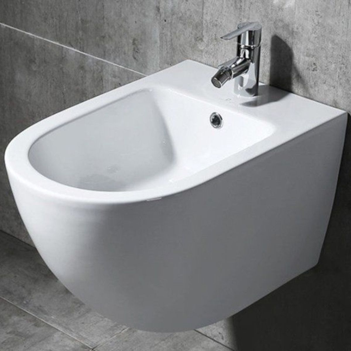 Bidet Ben, Glänzend Weiß, 49x36 cm, Wandmontage, Sanitärkeramik