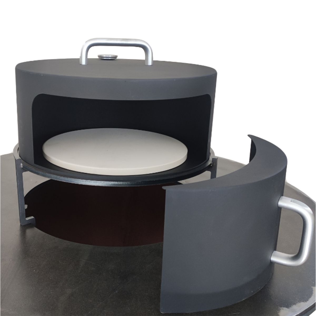 Pizzaofen Nexus Ø45 cm, Cortenstahl 1,5 mm, mit Thermometer, kompatibel mit den Grills Aurelius und Avangarde, schwarz