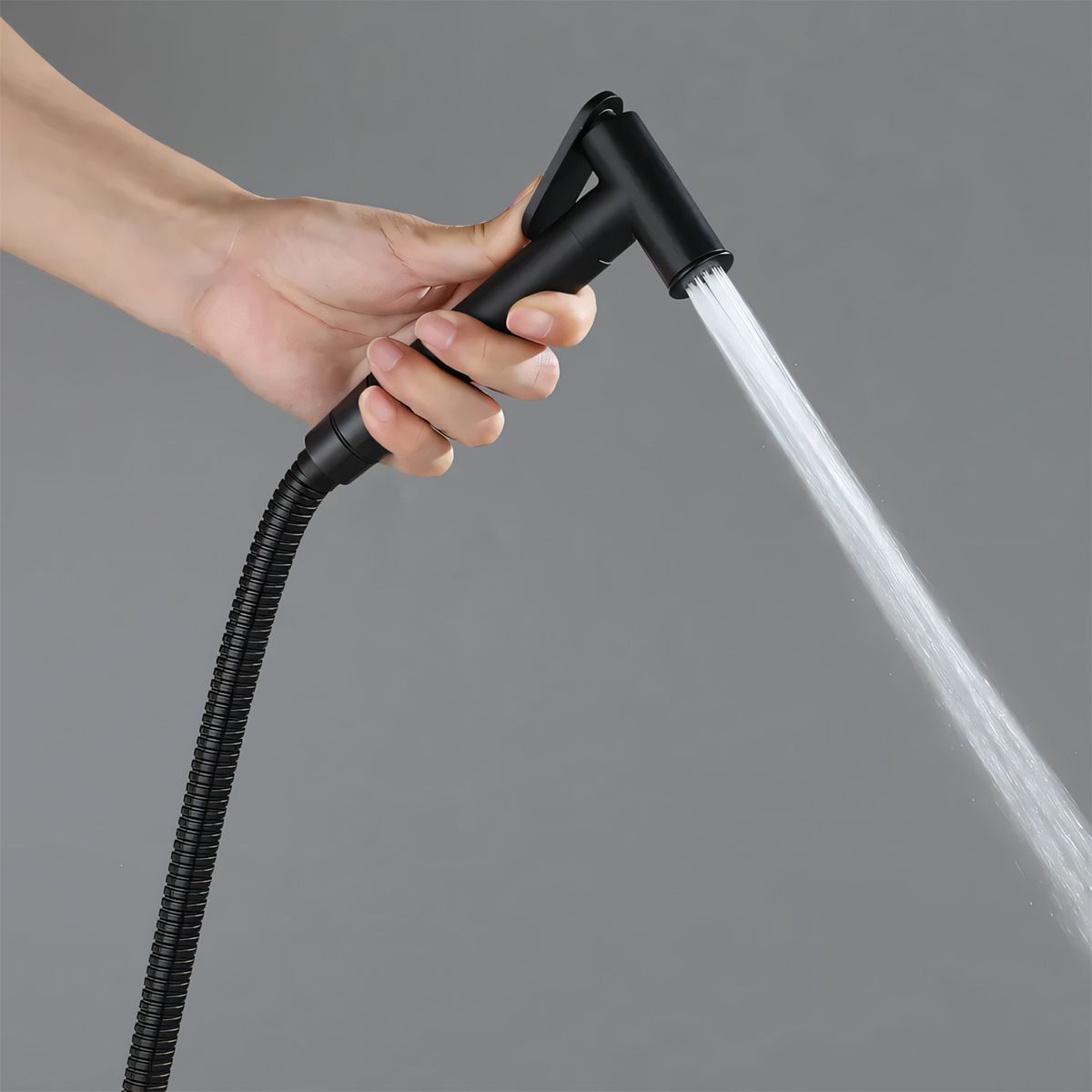 Hygienedusche, Warm- und Kaltwasser, Mattschwarz, Wandmontage, Messing, Neo