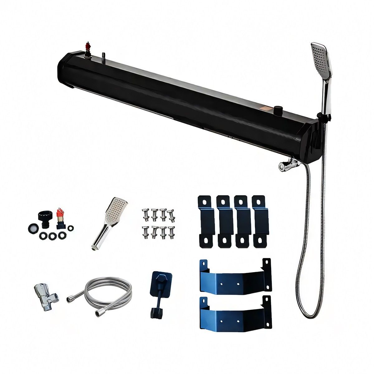 Solardusche für Auto und Camping, tragbar, 30 Liter Fassungsvermögen, Handbrause und Offroad-Spritzpistole, Schwarz, Cordoba