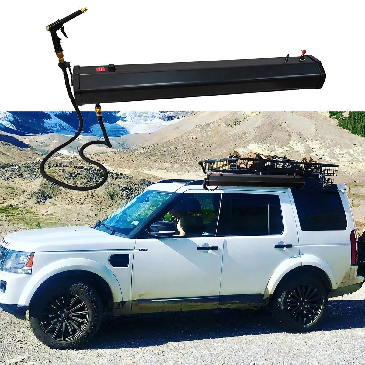Solardusche für Auto und Camping, tragbar, 30 Liter Fassungsvermögen, Handbrause und Offroad-Spritzpistole, Schwarz, Cordoba