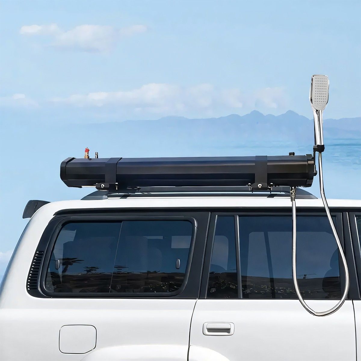 Solardusche für Auto und Camping, tragbar, 30 Liter Fassungsvermögen, Handbrause und Offroad-Spritzpistole, Schwarz, Cordoba