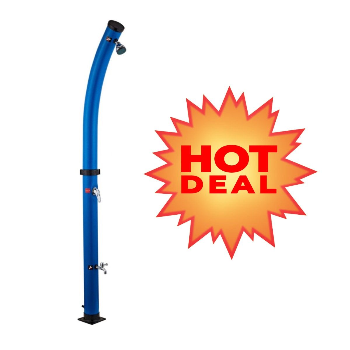 Solar-Dusche für Garten und Pool, 20 Liter, Fußdusche, Regenduschkopf, PVC+ABS, Blau, Sevilia
