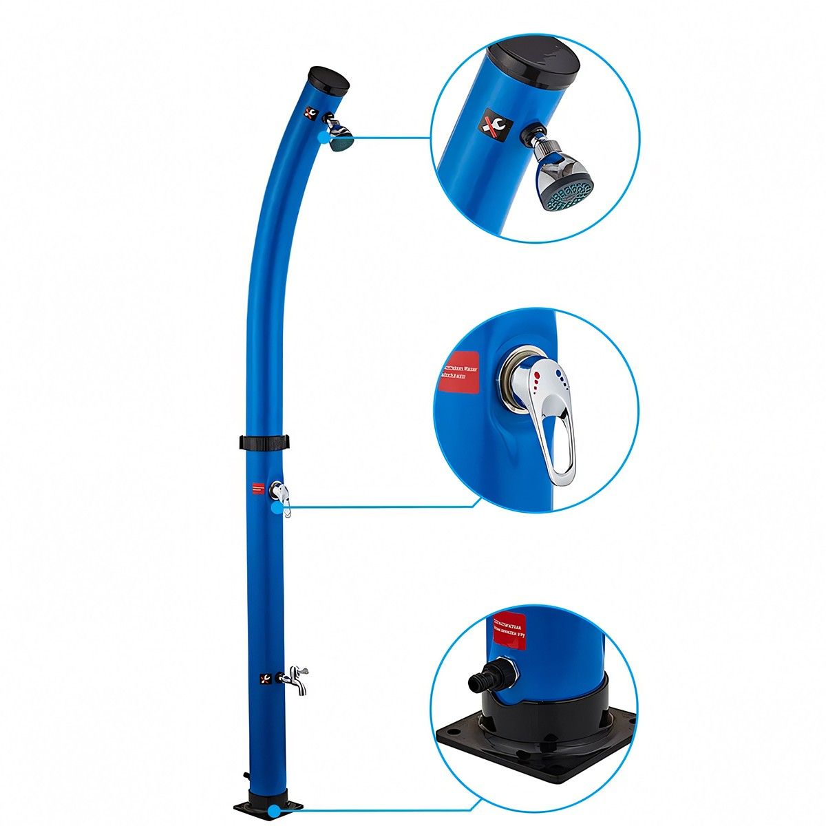 Solar-Dusche für Garten und Pool, 20 Liter, Fußdusche, Regenduschkopf, PVC+ABS, Blau, Sevilia