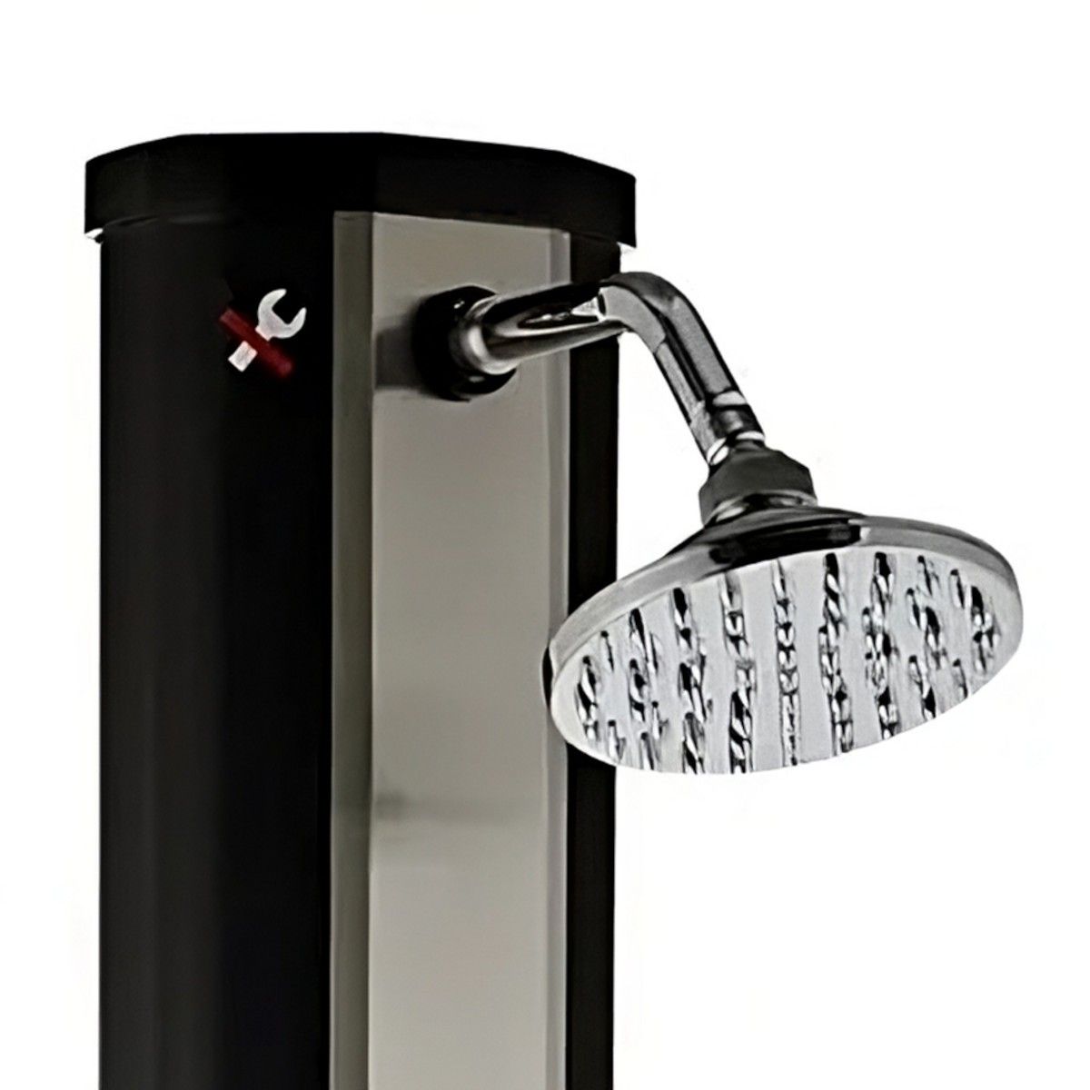 Solardusche für Garten und Pool, 35 Liter, Fußdusche, Regenduschkopf, PVC+ABS, Schwarz, Nickel matt, Cadiz
