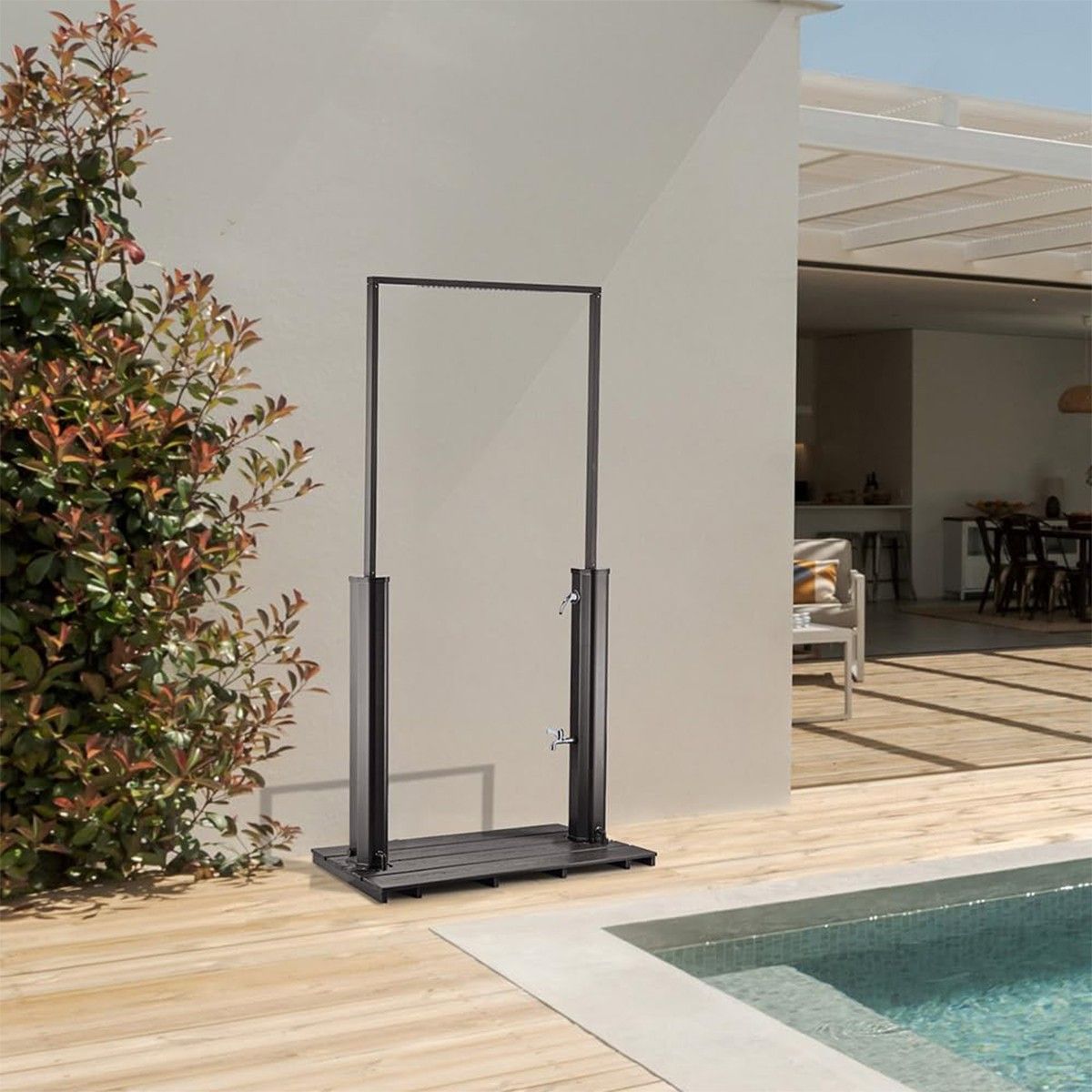 Solardusche für Garten und Pool, Wasserfall-Duschkopf, 40 L Fassungsvermögen, WPS, Mattschwarz, Viento