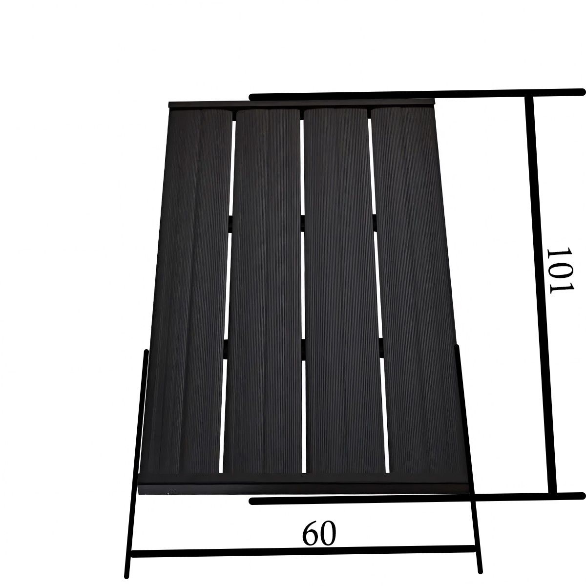 Bodenelement aus PVC mit Stahlrahmen für Solardusche, Maße 101x60 cm, Schwarz, Aria