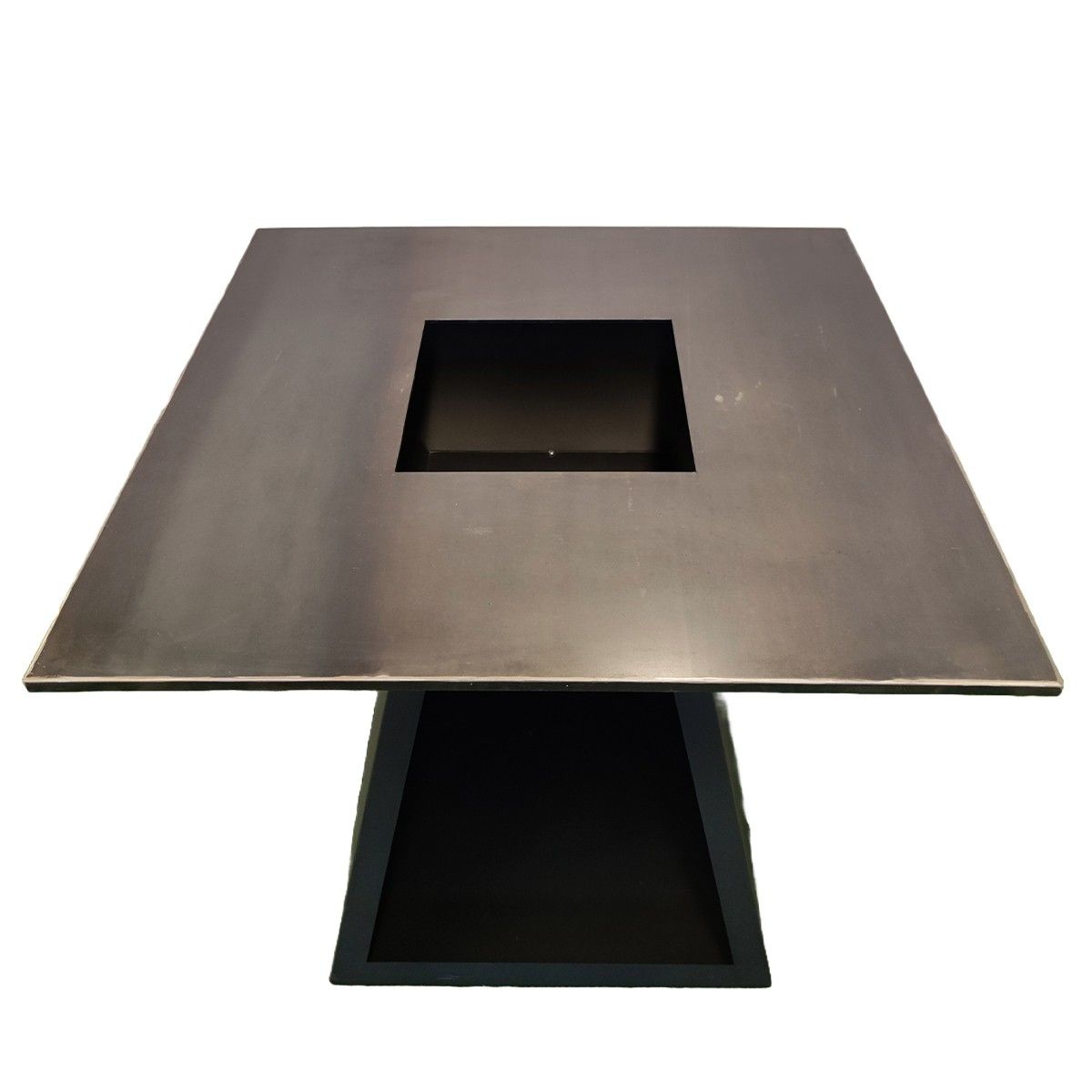Holzgrill mit Grillplatte, große Kochfläche, Holzfach, 2 mm Cortenstahl, 100x100x90 cm, Schwarz, Rustico