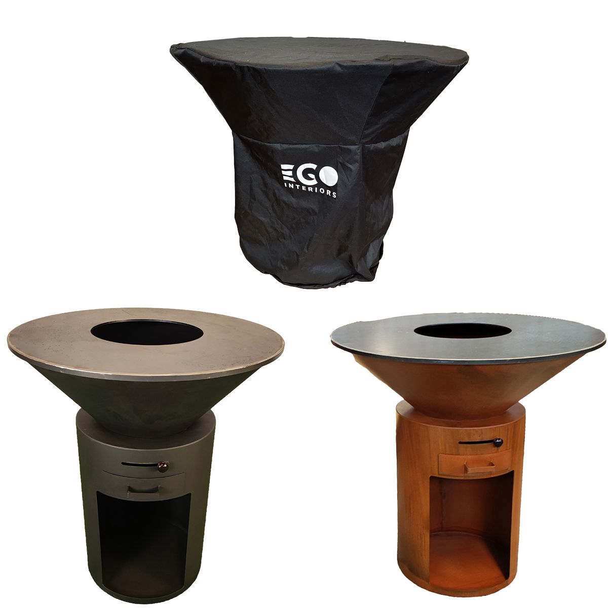 Schutzhülle wasserdicht aus Nylon mit Reißverschluss und Kordelzug für den Infinity Glow-Grill, Durchmesser 85–100 cm, schwarz