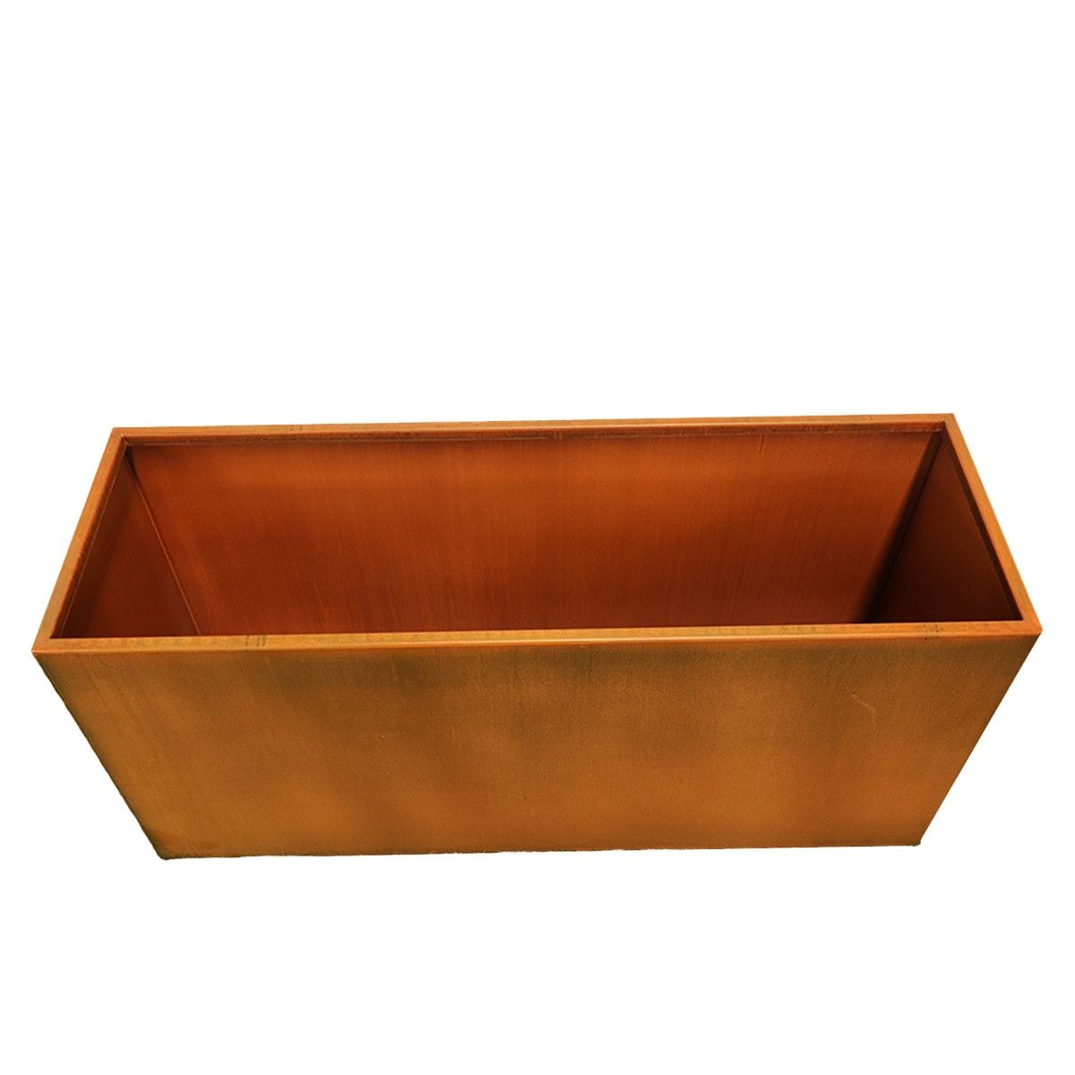 Rechteckiger Pflanzkübel, 2 mm Cortenstahl, Maße: 100x30x45 oder 120x40x55 cm, Bloom