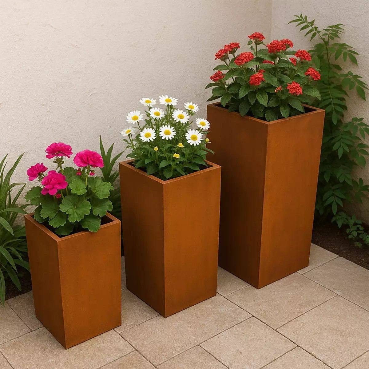Pflanzkübel, 2 mm Cortenstahl, Höhe 60, 80, 100 cm, Braun, Florium