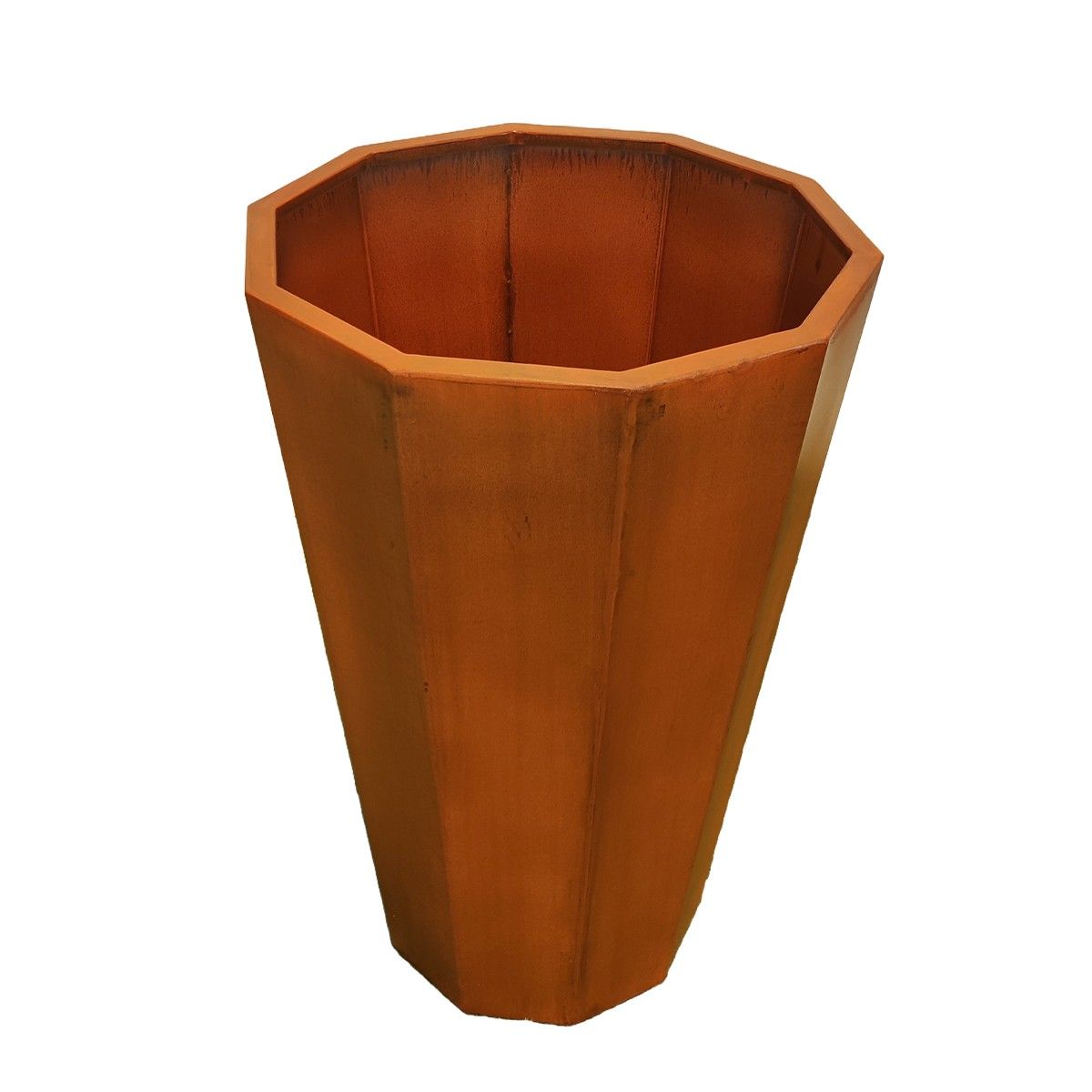 Achteckiger Pflanzkübel, 2 mm Cortenstahl, Maße 60x60x90 cm, Flora