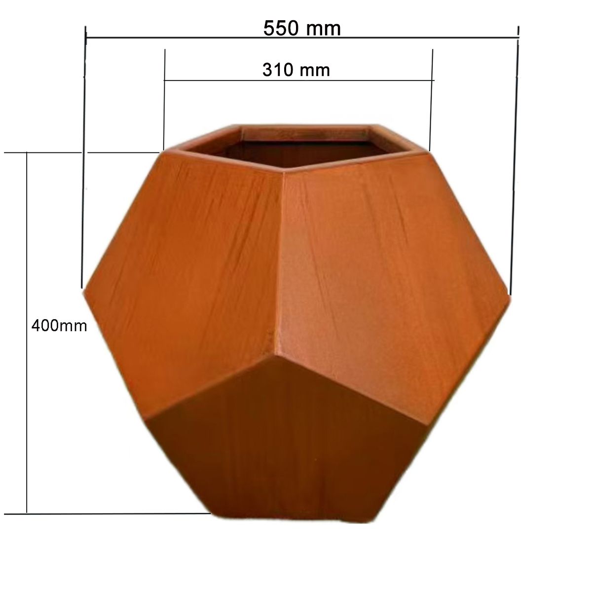 Polygonaler Pflanzkübel, 2 mm Cortenstahl, Durchmesser 38-55 cm, FlorArt