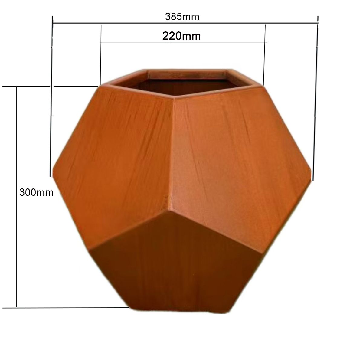Polygonaler Pflanzkübel, 2 mm Cortenstahl, Durchmesser 38-55 cm, FlorArt
