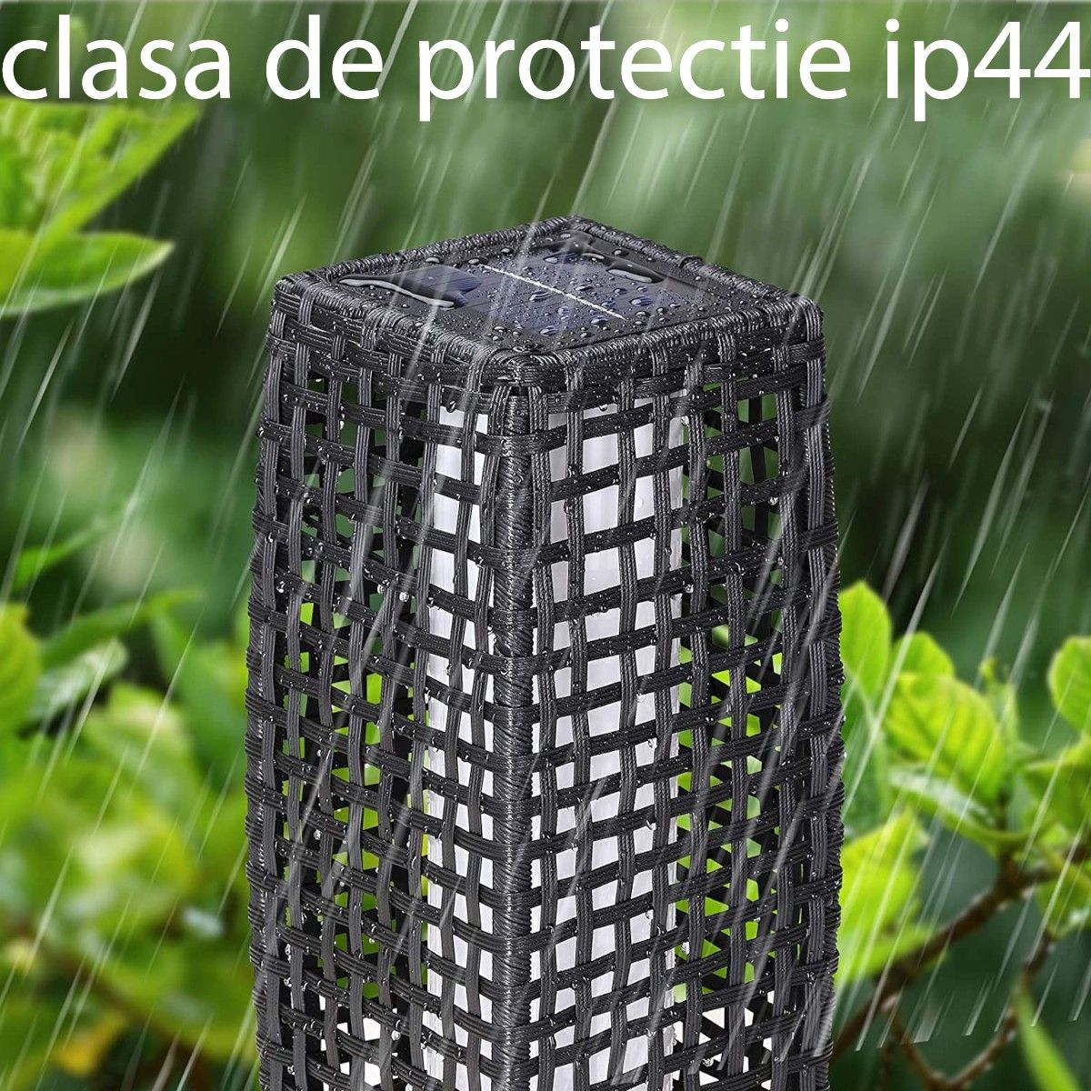 Solarlampe aus Polyrattan, Dämmerungssensor, Batterie inklusive, Schutzart IP44, 80 cm, Evelyn