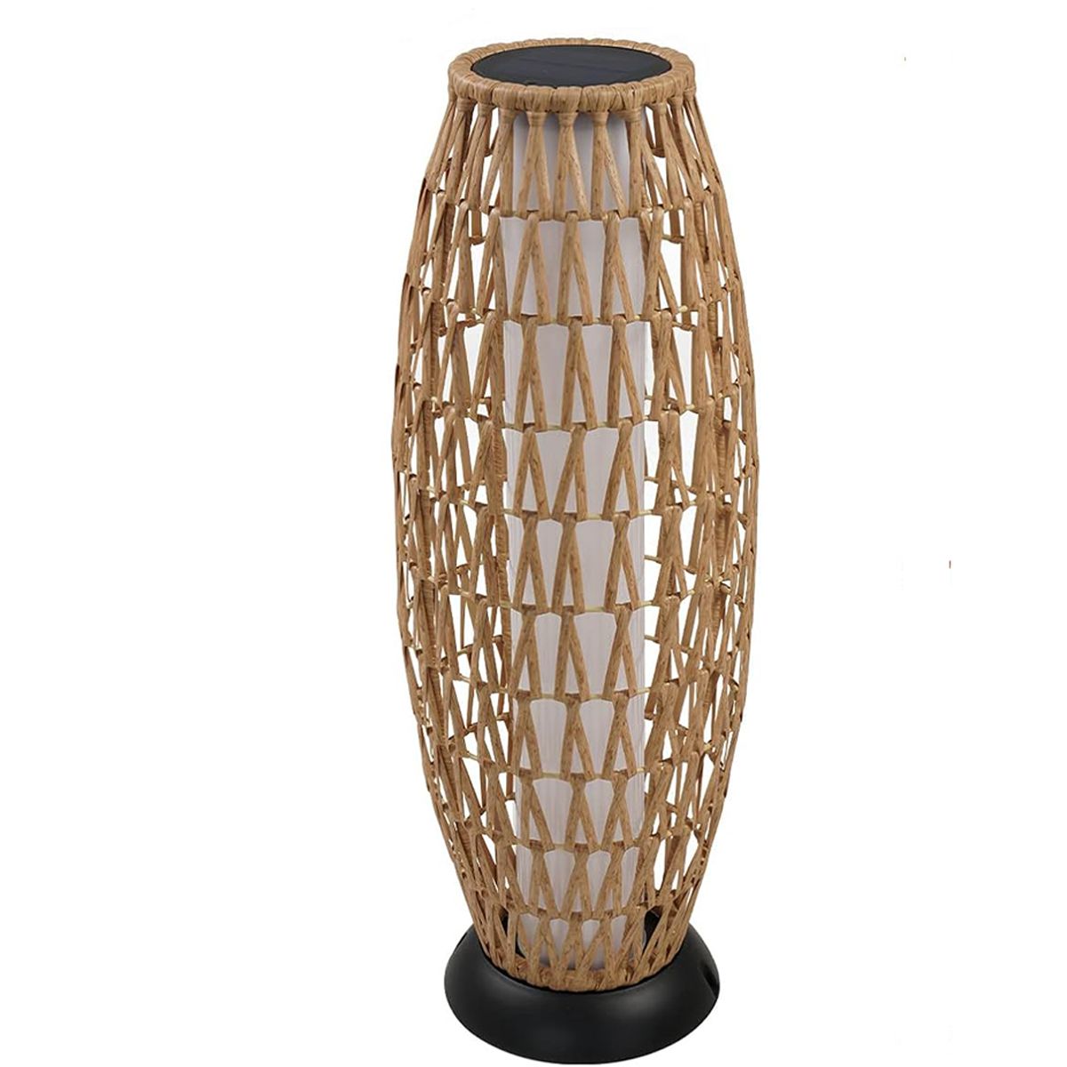 Solarlampe, Geflecht aus Polyrattan, USB-Ladefunktion, Batterie inklusive, Schutzart IP65, 73 cm, warmes Licht, SunBoho