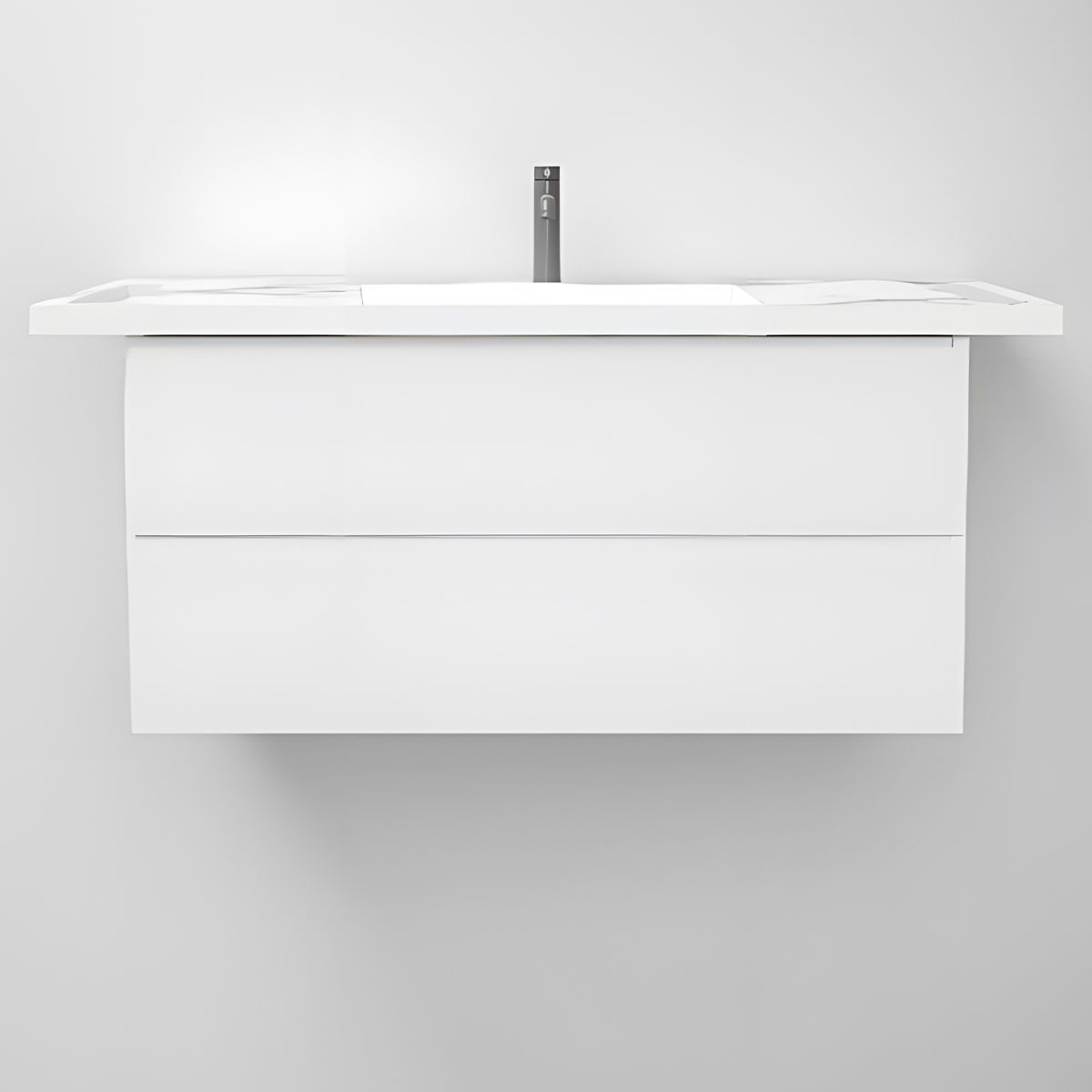 Waschbecken, Weiß Carrara Arabescato Finish, Handtuchhalter, Komposit, wandhängende, Halb-Einbaumontage, 105x55 cm, Lavanda