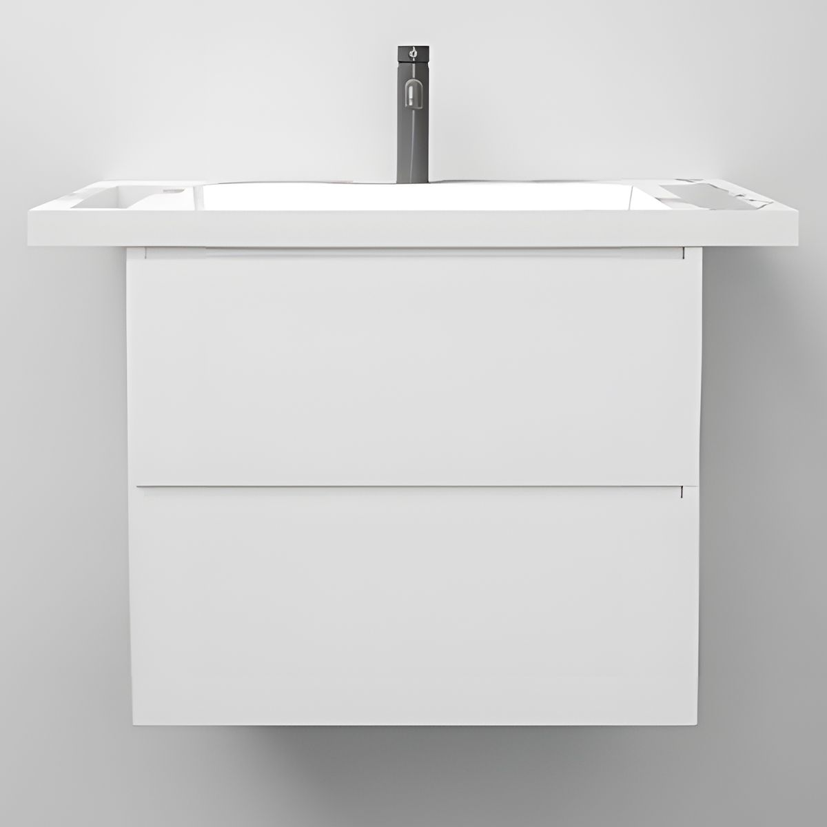 Waschbecken, Weiß Carrara Arabescato Finish, Handtuchhalter, Komposit, wandhängende, Halb-Einbaumontage, 65x55 cm, Lavanda