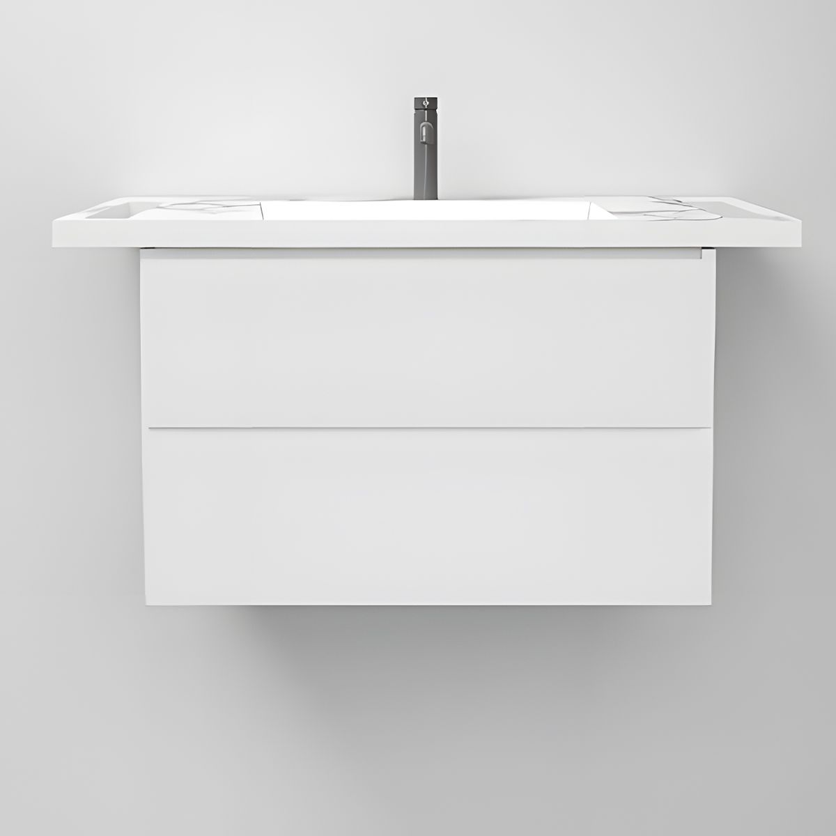 Waschbecken, Weiß Carrara Arabescato Finish, Handtuchhalter, Komposit, wandhängende, Halb-Einbaumontage, 85x55 cm, Lavanda