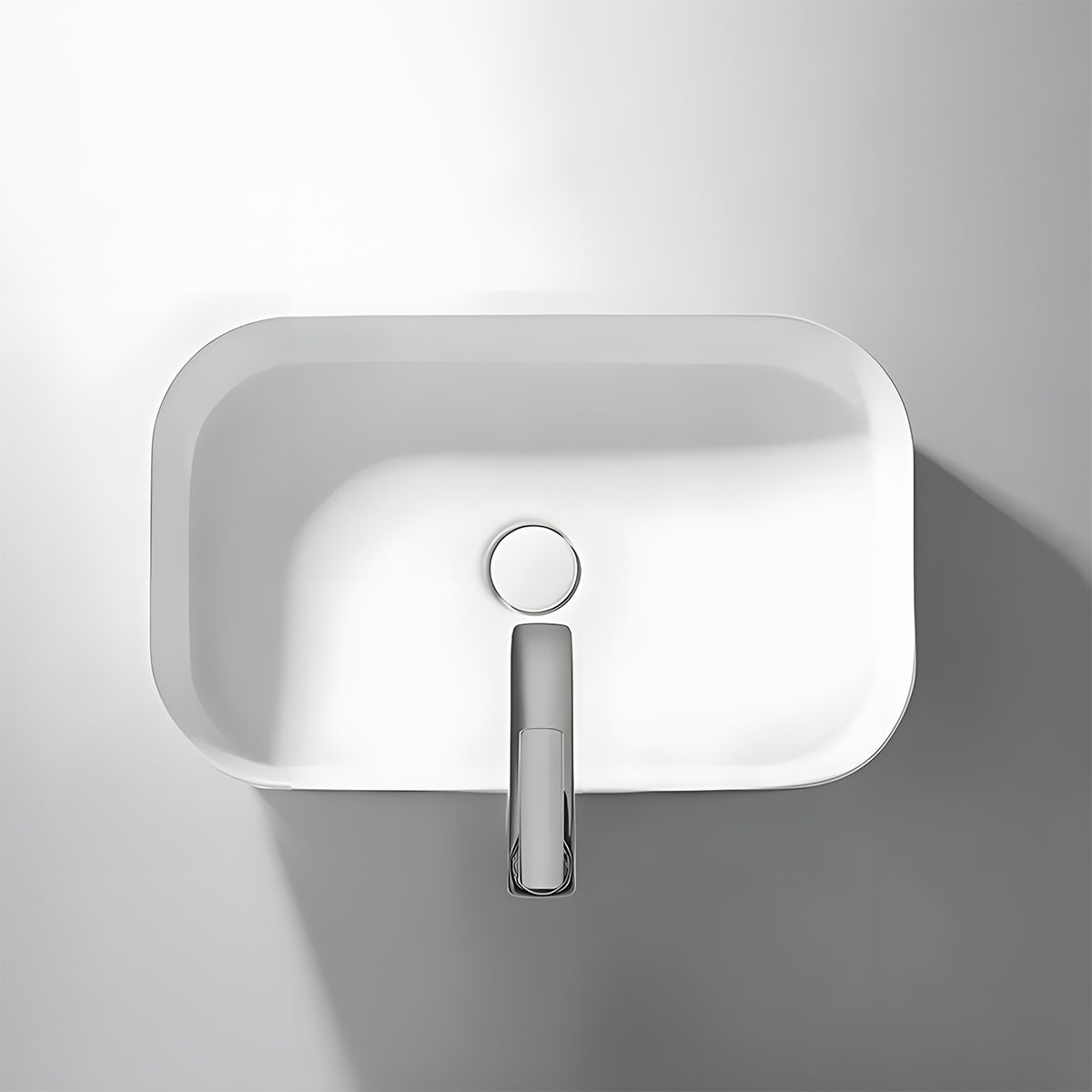 Waschbecken, Glänzend Weiß, Sanitärkeramik, ohne Hahnloch, 61x38 cm, Puro