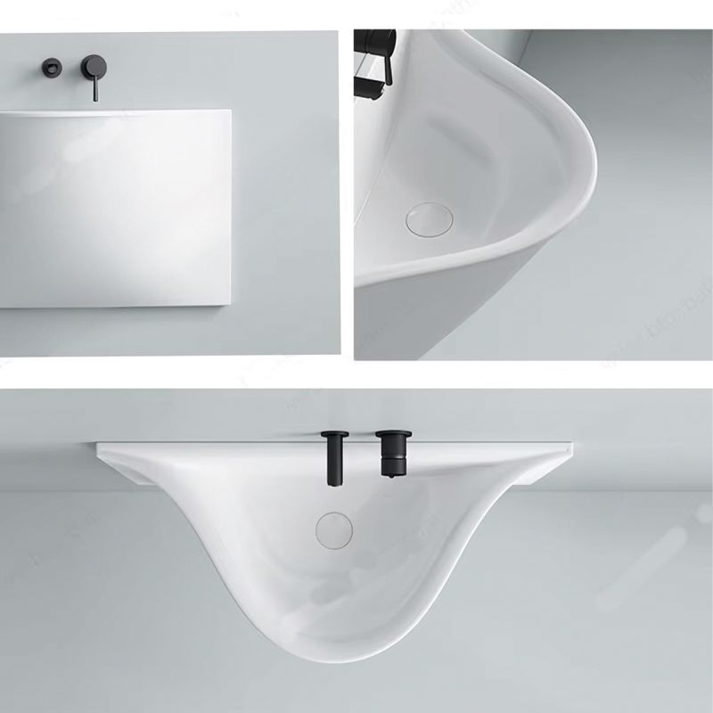 Wandmontiertes Waschbecken, Hochglanz Weiß, ultraschlankes Design, 90x41 cm, Liam