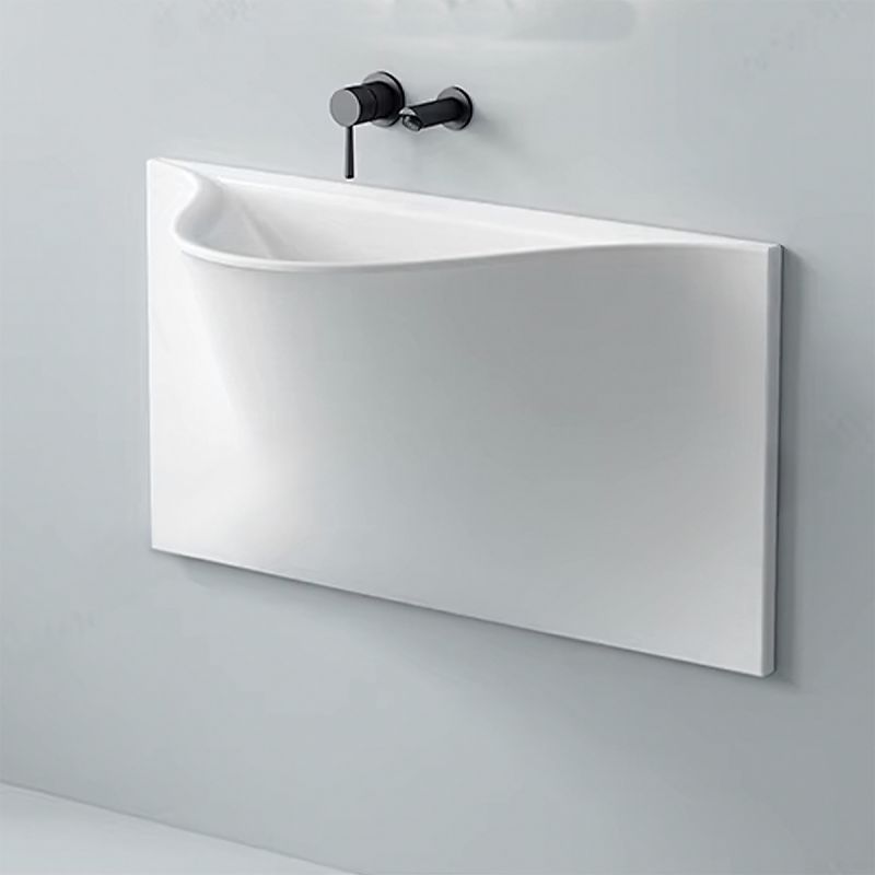 Wandmontiertes Waschbecken, Hochglanz Weiß, ultraschlankes Design, 90x41 cm, Liam