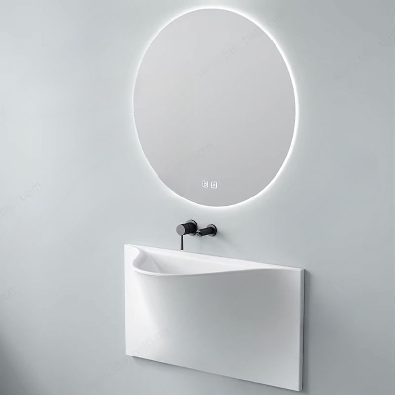 Wandmontiertes Waschbecken, Hochglanz Weiß, ultraschlankes Design, 90x41 cm, Liam
