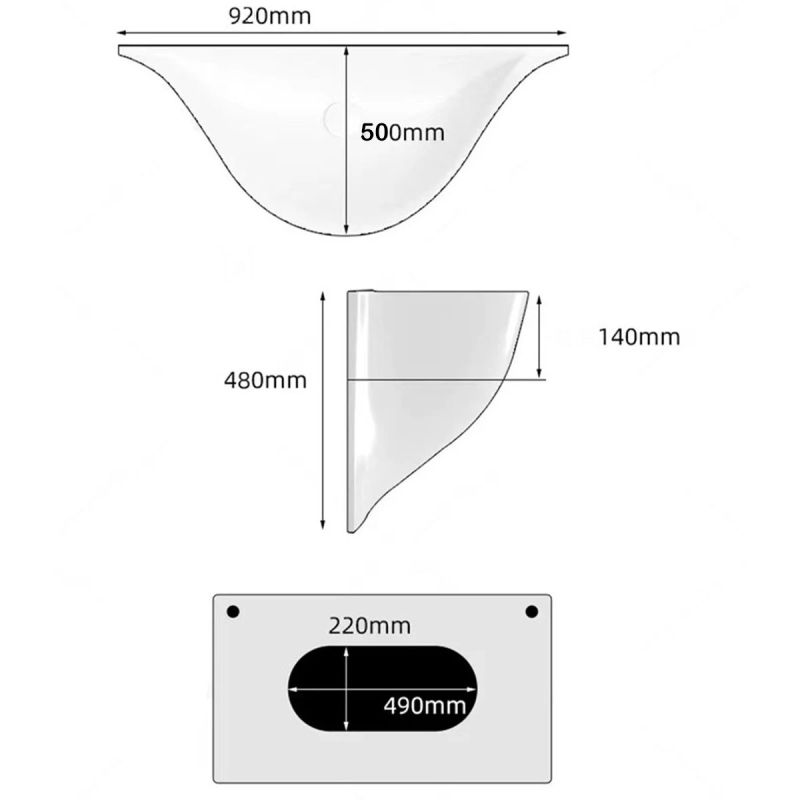 Wandmontiertes Waschbecken, Hochglanz Weiß, ultraschlankes Design, 90x41 cm, Liam