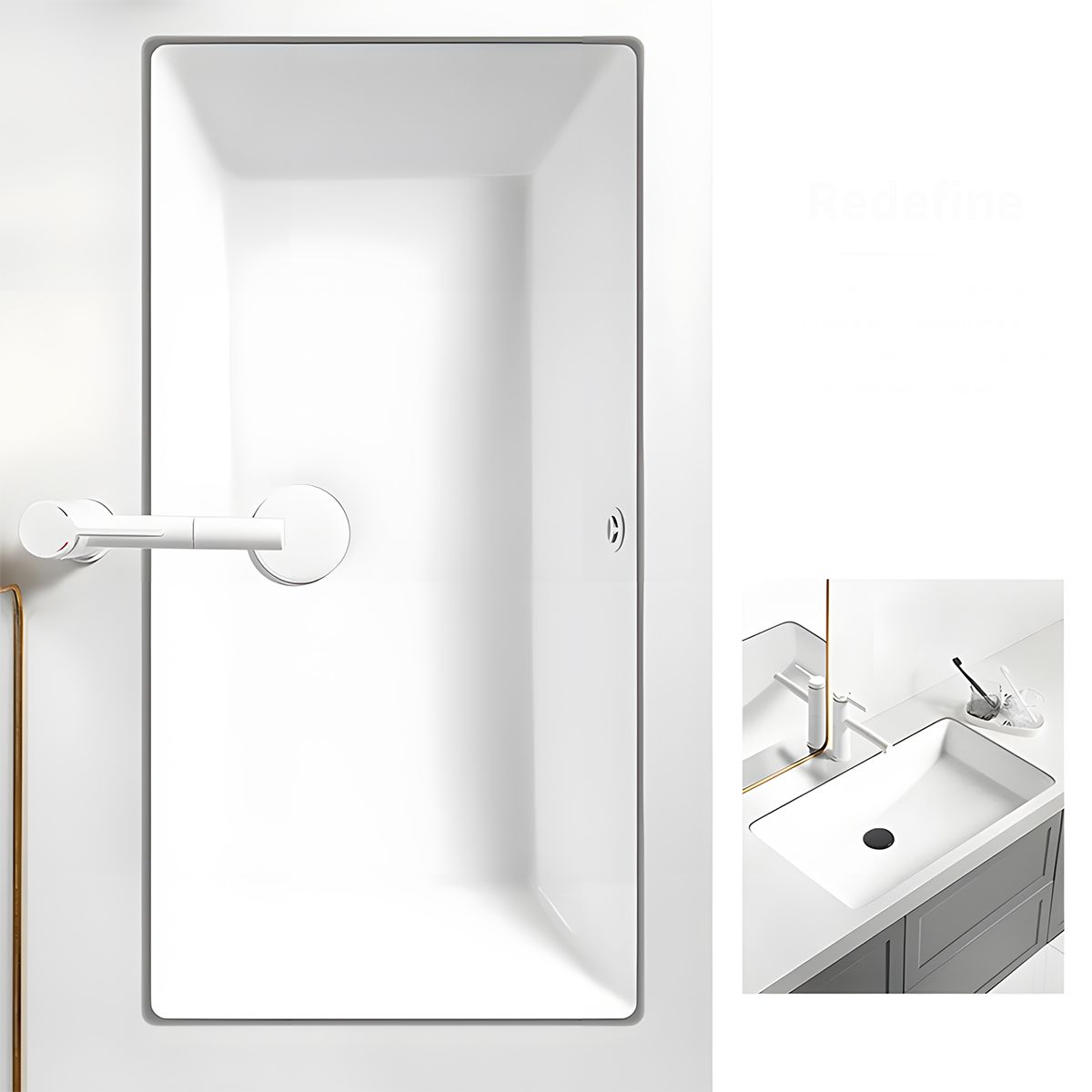 Waschbecken, Glänzend Weiß, Unterbau-Montage, ohne Hahnloch, 70–80x40 cm, Sanitärkeramik, Livia