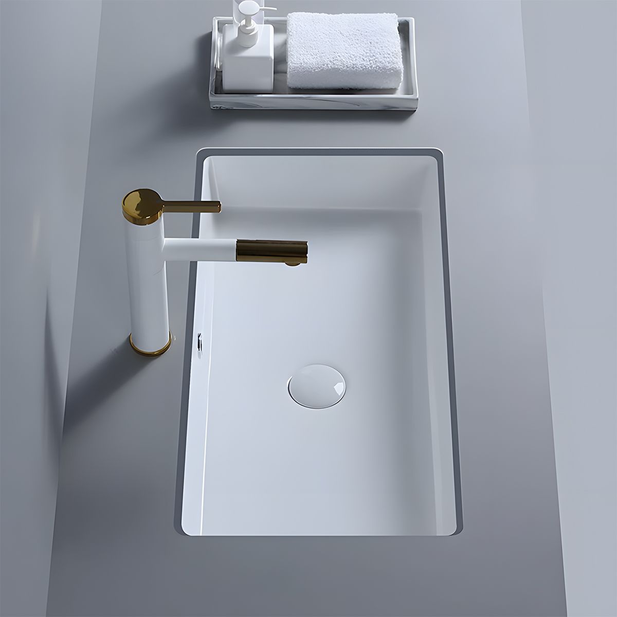 Waschbecken, Glänzend Weiß, Unterbau-Montage, ohne Hahnloch, 70–80x40 cm, Sanitärkeramik, Livia