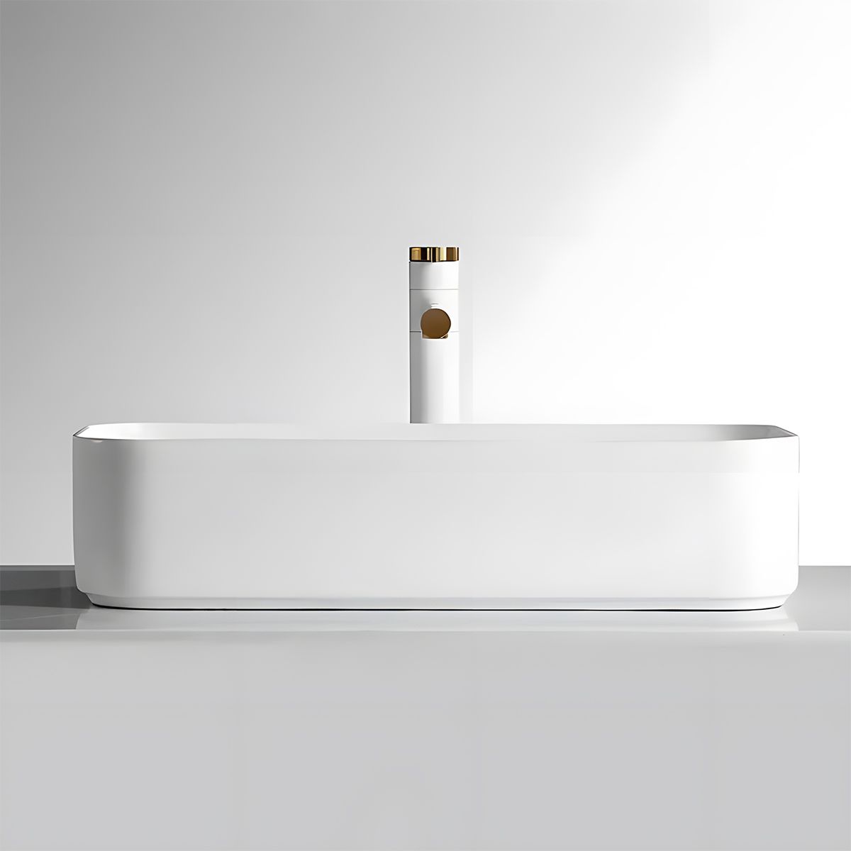 Waschbecken Glänzend Weiß, Aufsatzmontage, 60x28.5 cm, ohne Hahnloch, Sanitärkeramik, Como