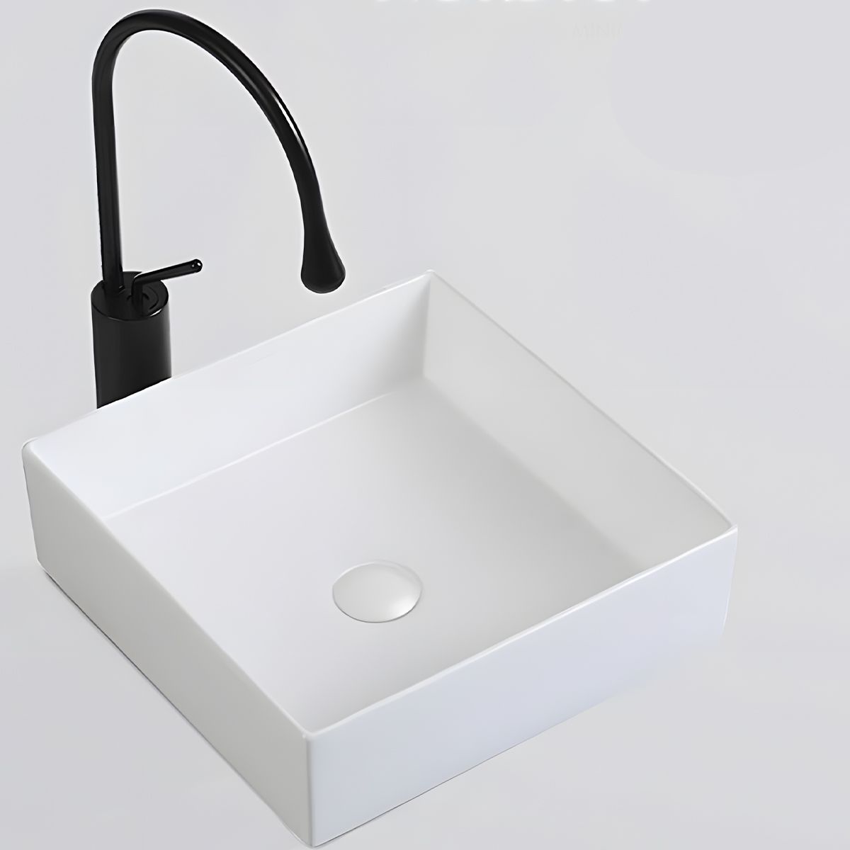 Waschbecken, Mattweiß, Sanitärkeramik, ohne Hahnloch, 40x40 cm, Blanco