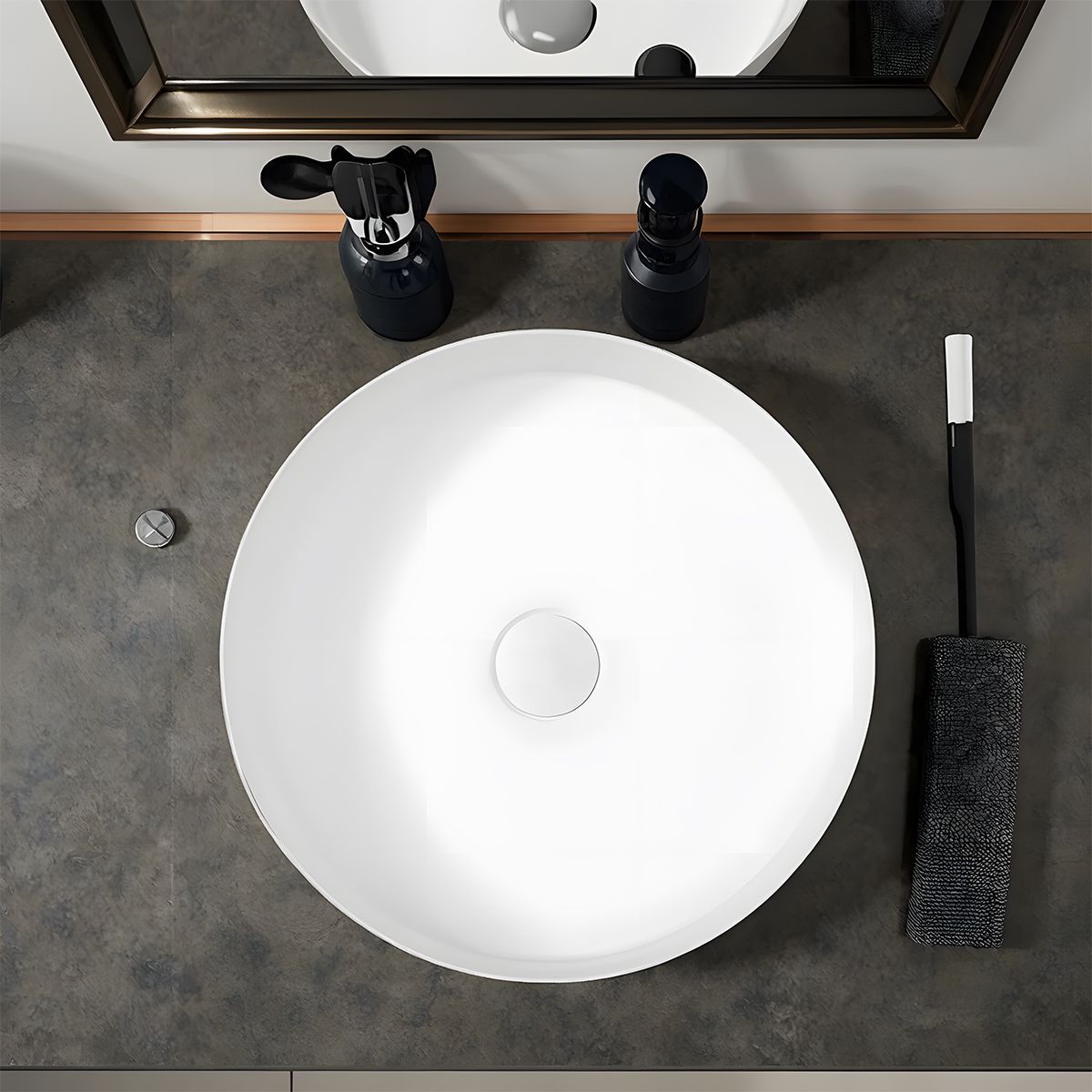 Waschbecken, Mattweiß, Sanitärkeramik, ohne Hahnloch, Durchmesser 42 cm, Linea