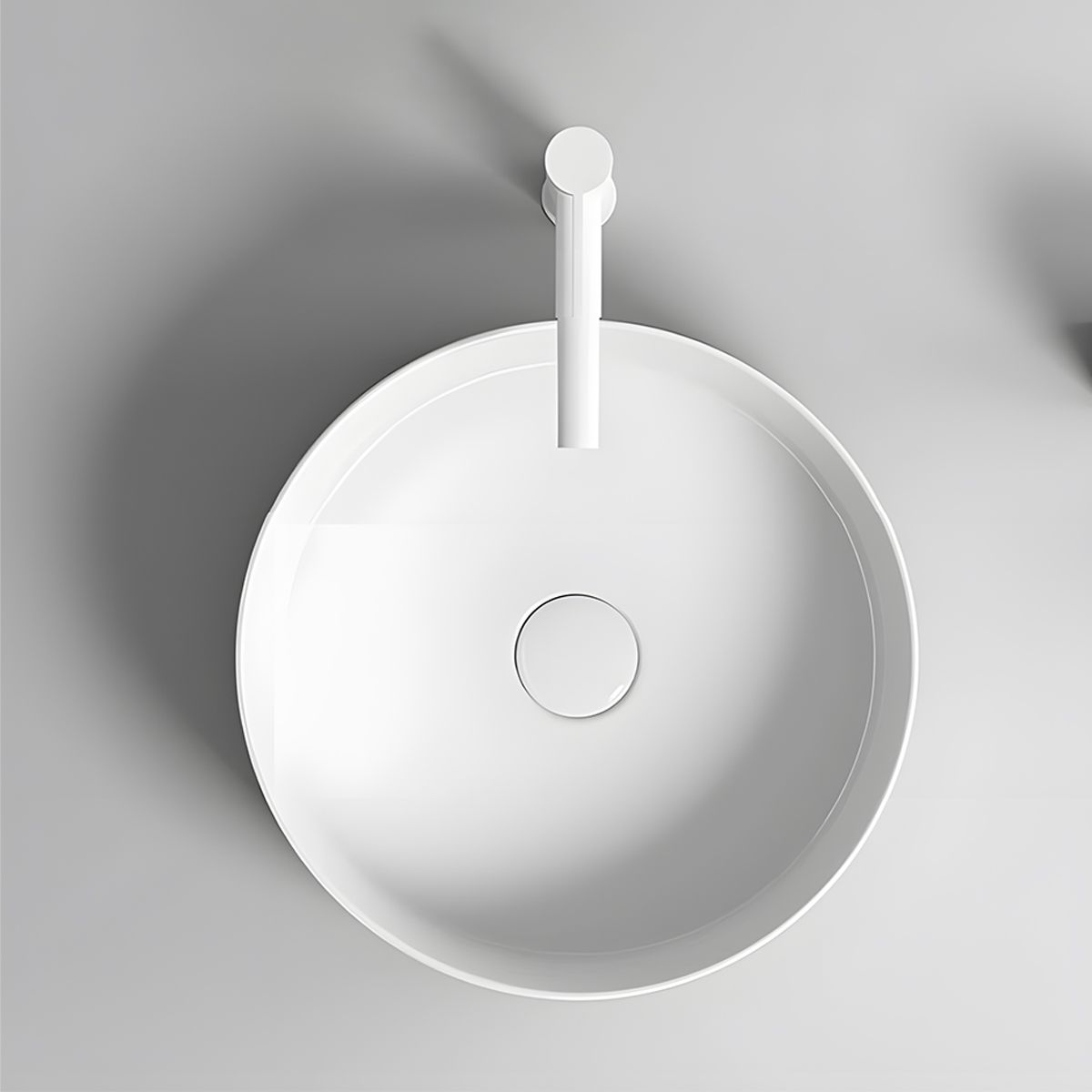 Waschbecken, Mattweiß, Sanitärkeramik, ohne Hahnloch, Durchmesser 42 cm, Linea