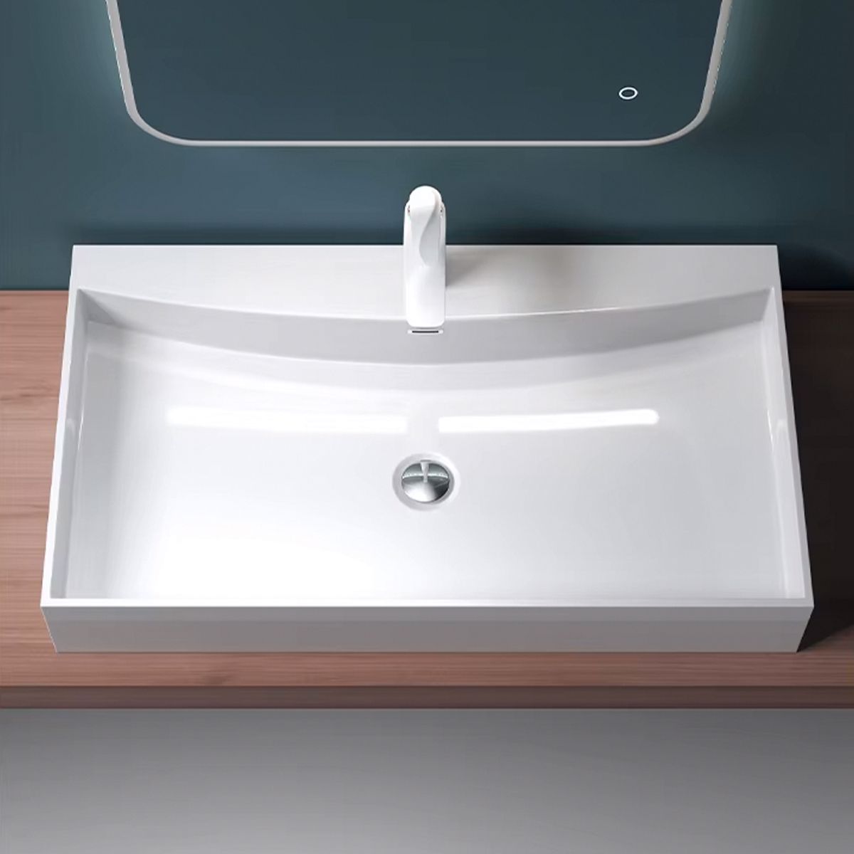 Waschbecken, Mineralguss, Aufsatzmontage, Hochglanz Weiß, EGO-34