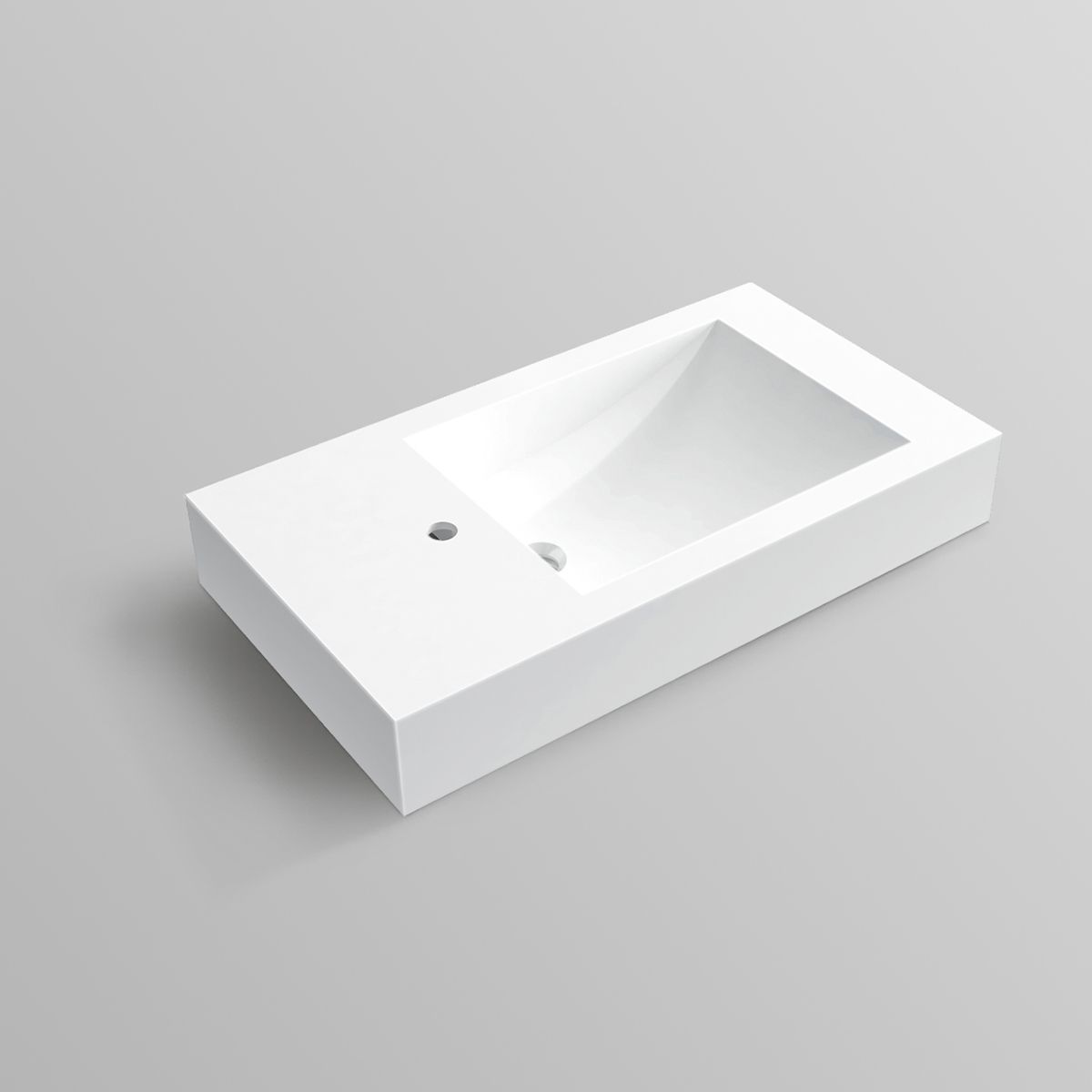 Waschbecken, Mineralwerkstoff, Wandmontage, mit Hahnloch links, 85x47 cm, Veloce