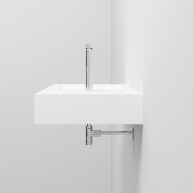 Waschbecken, Mineralwerkstoff, Wandmontage, mit Hahnloch rechts, 85x47 cm, Veloce