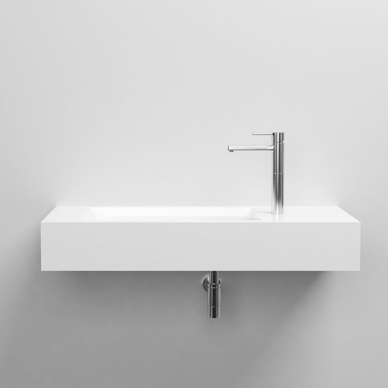 Waschbecken, Mineralwerkstoff, Wandmontage, mit Hahnloch rechts, 95x47 cm, Veloce