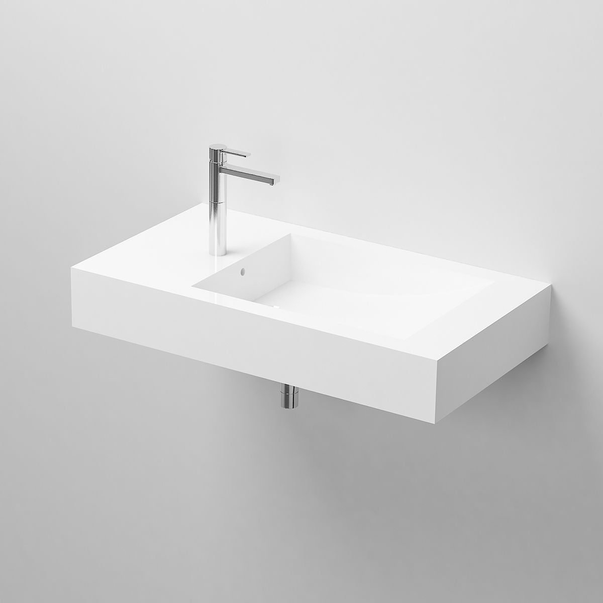 Waschbecken, Mineralwerkstoff, Wandmontage, mit Hahnloch links, 95x47 cm, Veloce