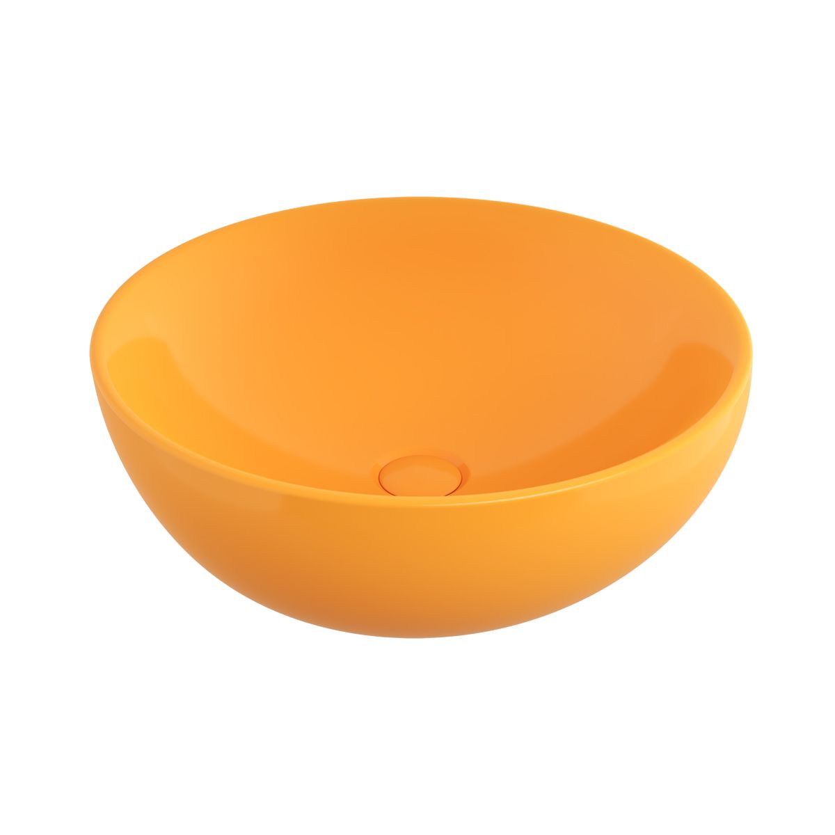 Waschbecken, Durchmesser 45 cm, Glänzend Mandarinenorange, Aufsatzmontage, Sanitärkeramik, Michael