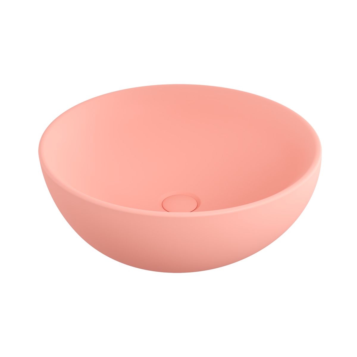 Waschbecken, Durchmesser 45 cm, Lachsrosa Matt, Power Colour, Aufsatzmontage, Sanitärkeramik, Molis