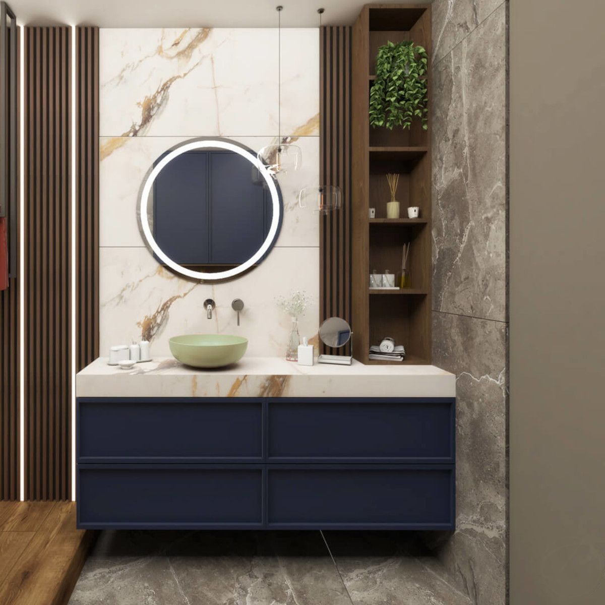 Waschbecken, Durchmesser 45 cm, Mintgrün Matt, Power Colour, Aufsatzmontage, Sanitärkeramik, Molis